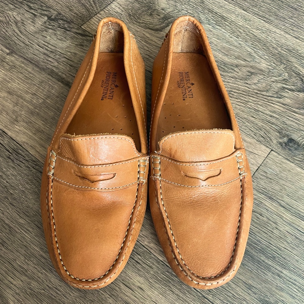 Mercanti Fiorentini Driving Moccasin Cognac Sz 10.5 Medium